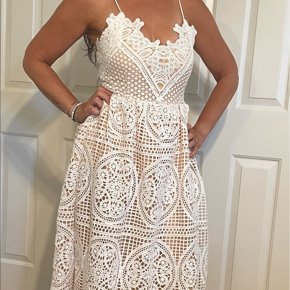 ChicWish Medium White Eyelet tie up back